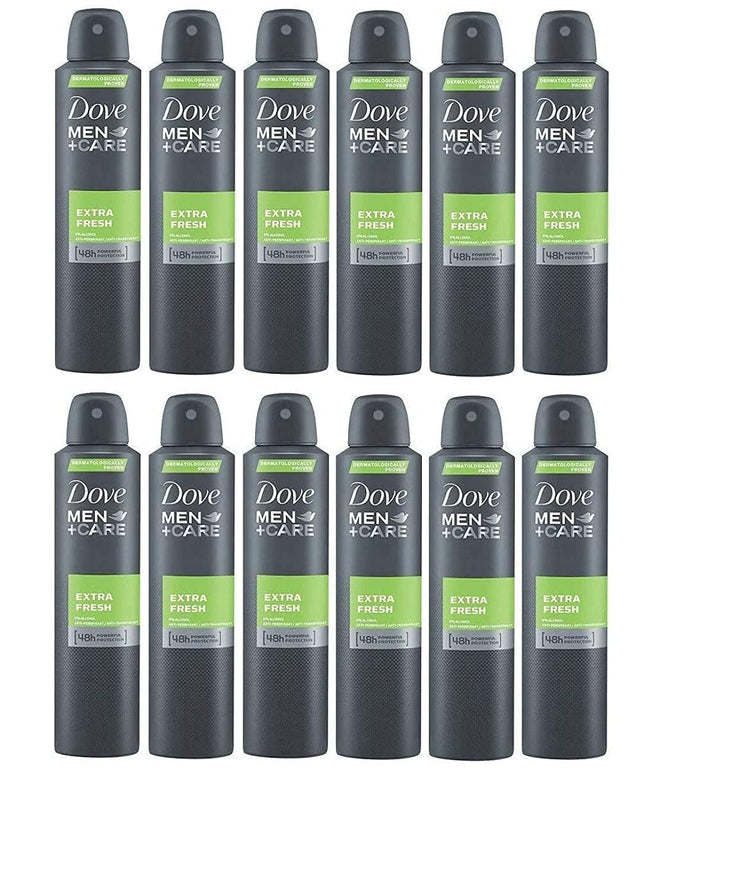 DOVE MEN + CARE Extra Fresh Antiperspirant Deodorant 48h Spray 150 ml / 5 fl oz (Pack of 12)
