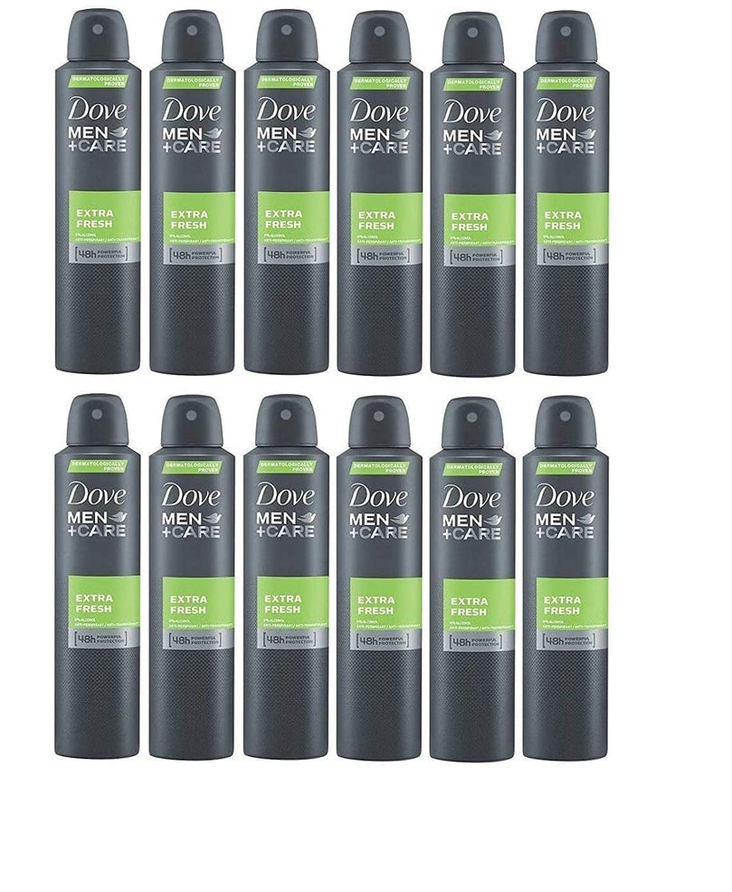 DOVE MEN + CARE Extra Fresh Antiperspirant Deodorant 48h Spray 150 ml / 5 fl oz (Pack of 12)
