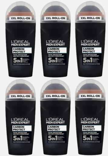 L'Oreal Men Expert AP Roll On 50ml Carbon Protect (Pack of 6)