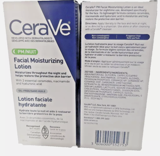 CeraVe PM Lotion, Face Moisturizer for Night Use, 2 oz