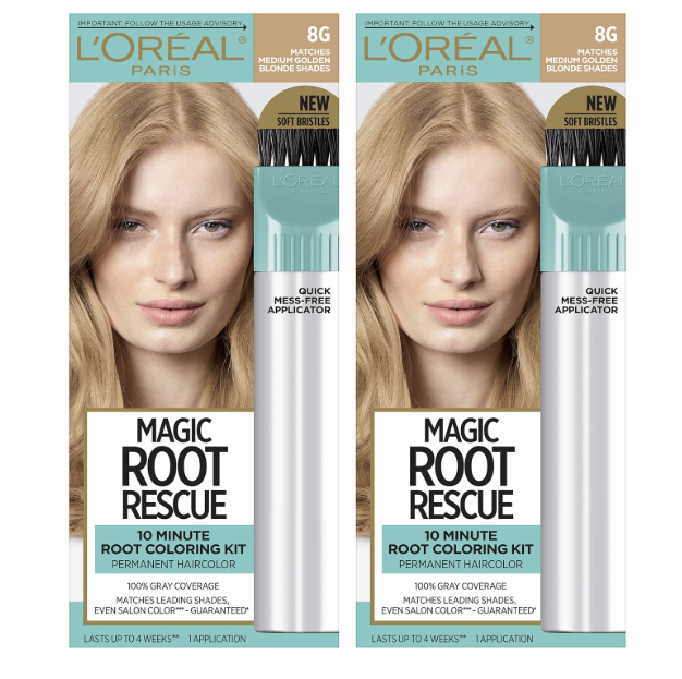 Loreal Paris Magic Root Rescue 10 Minute Root Hair Coloring Kit 8G Medium Golden Brown, 2 count