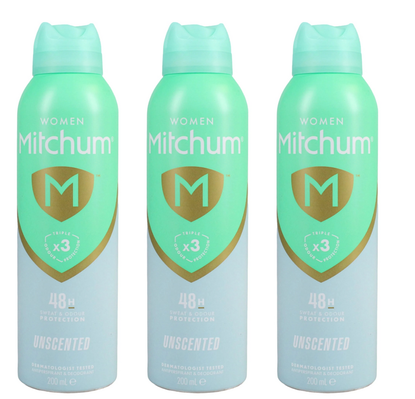 Mitchum Women Unscented Anti-perspirant Spray 200ml (3 Pack)