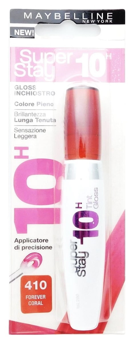 Maybelline Super Stay 10H Tint Gloss 410 Forever Coral .35 Fl Oz.