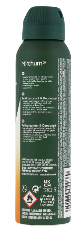 Mitchum Men Sport 48HR Protection Antiperspirant & Deodorant 150ml Spray (2 PACK)