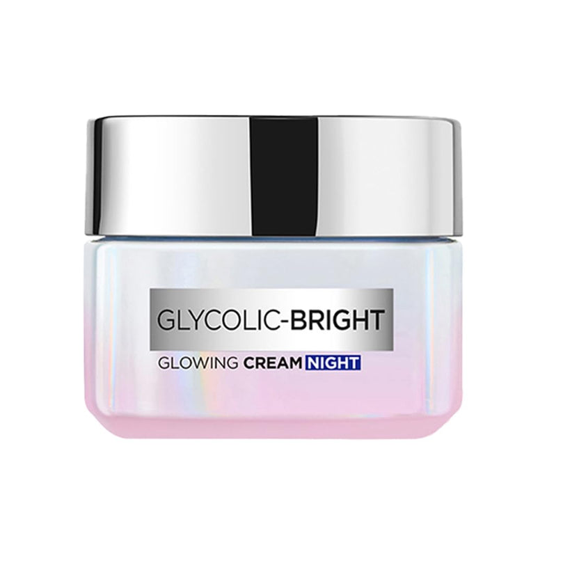 L'Oreal Paris Glycolic Bright Glowing Night Cream, 15ml |Overnight Brightening Cream with Glycolic Acid that Visbily Minimizes Spots & Reveals Glowing skin