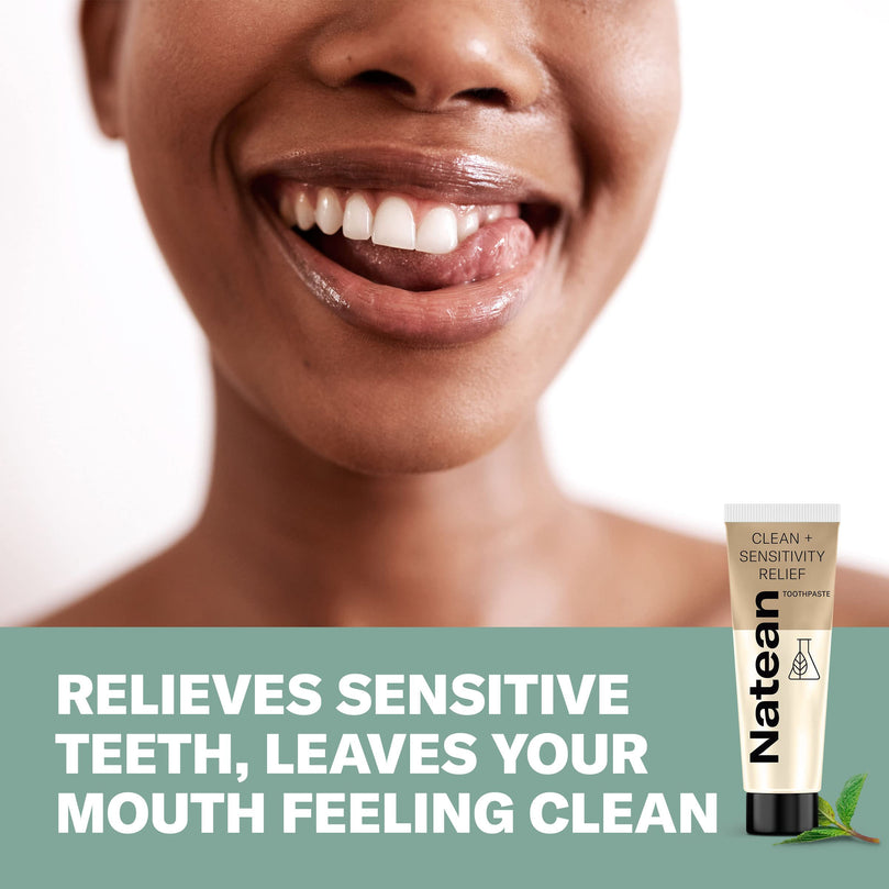 Natean Clean + Sensitivity Relief Toothpaste for Sensitive Teeth & Cavity Prevention, Mint - 4.7 oz