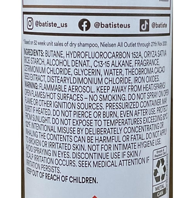 Batiste Dark Brown Dry Shampoo 3.81oz, Pack of 3