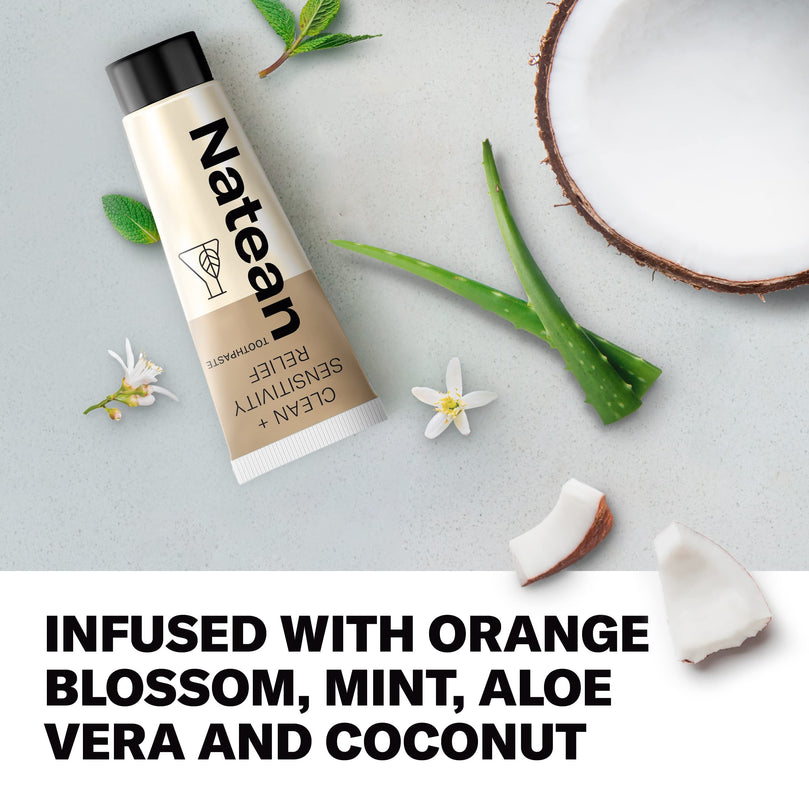 Natean Clean + Sensitivity Relief Toothpaste for Sensitive Teeth & Cavity Prevention, Mint - 4.7 oz