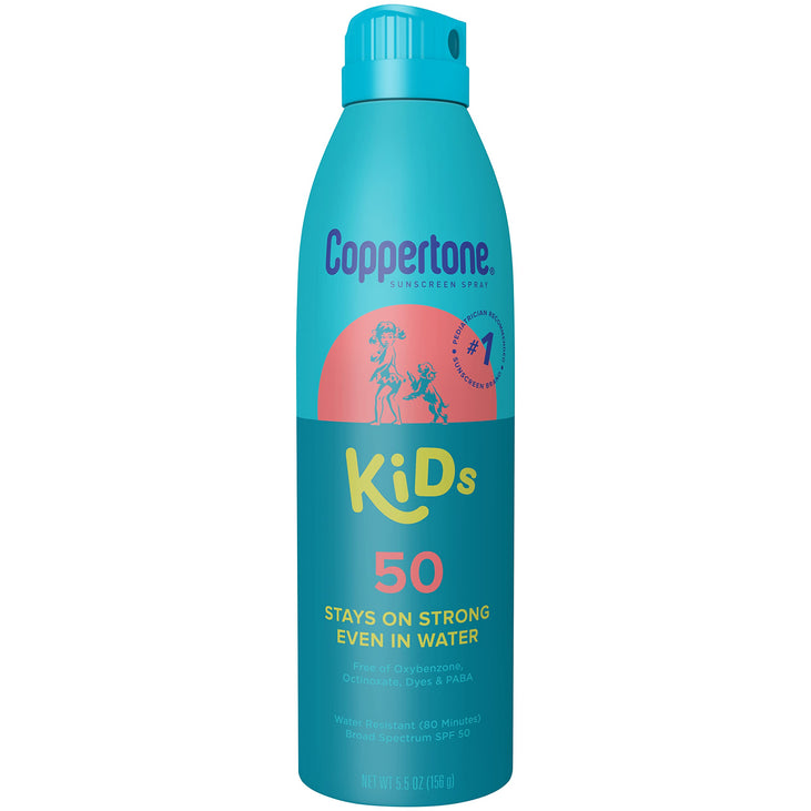 Coppertone Kids Sunscreen Spray, SPF 50 Sunscreen for Kids, Water Resistant Broad Spectrum Sunscreen Spray, 5.5 Oz