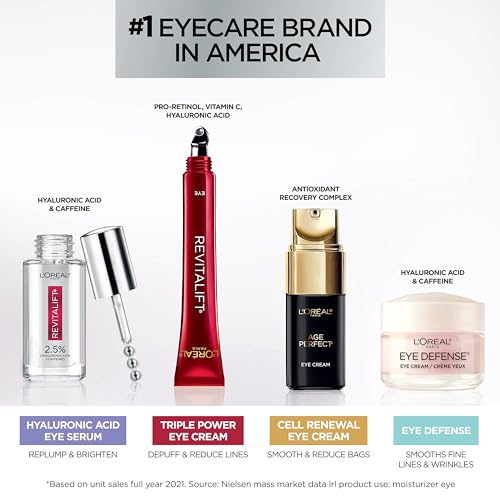 L'Oreal Paris Revitalift Triple Power Eye Treatment, Reduces Wrinkles, 0.5 fl oz