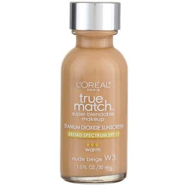 L'Oreal Paris True Match Hyaluronic Tinted Serum Foundation Makeup, W3 Nude Beige, 1 fl oz - Old Version