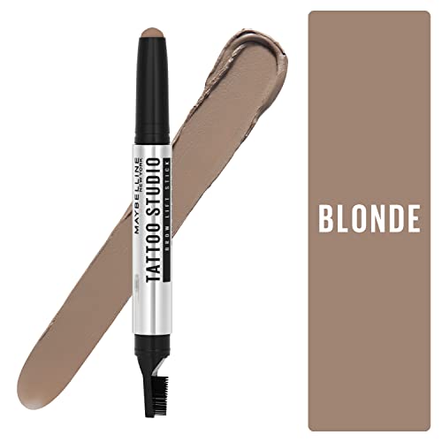 Maybelline TattooStudio Brow Lift Stick Makeup with Tinted Wax Conditioning Complex, Blonde, 1 Count