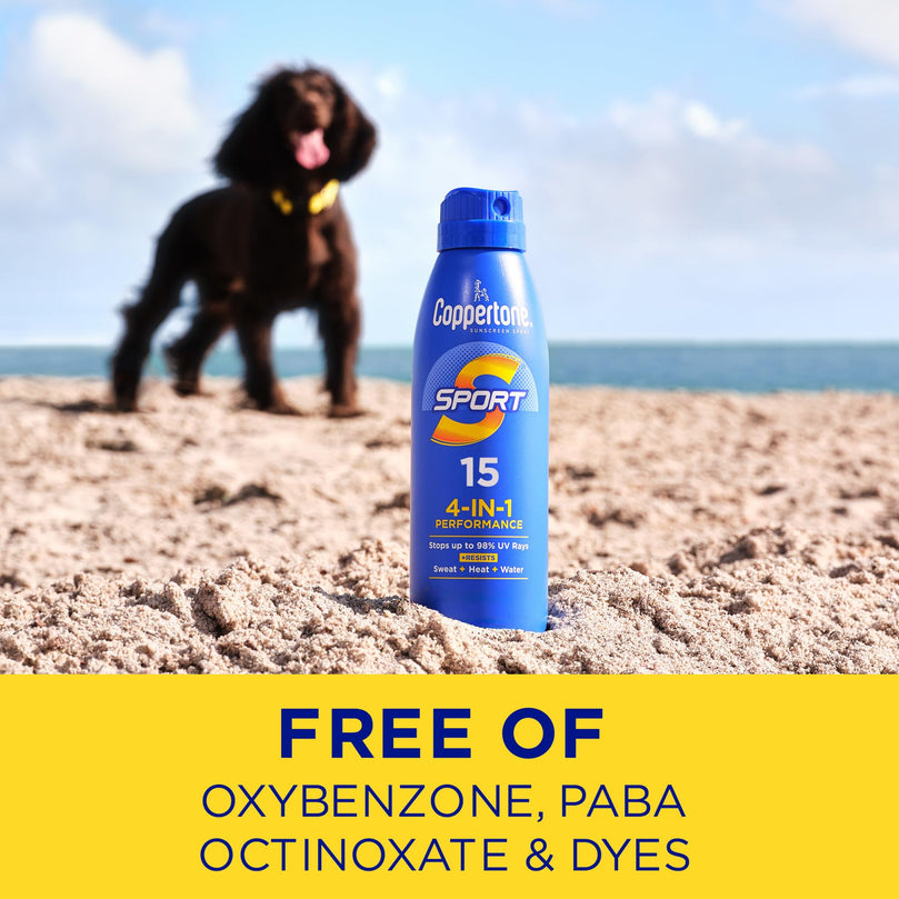 Coppertone Sport Sunscreen Spray, Broad Spectrum SPF 15 Water Resistant Spray Sunscreen, 5.5 Oz