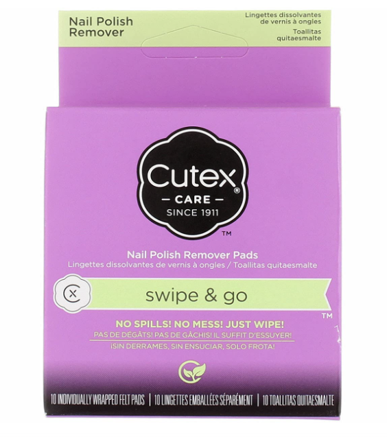 Cutex Care Swipe & Go Acetone Nail Polish Remover Pads 10ct