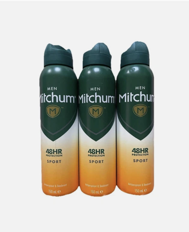 Mitchum Men Sport 48HR Protection Antiperspirant & Deodorant 150ml Spray (3 PACK)