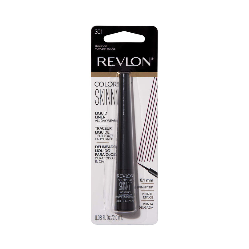 Revlon ColorStay Skinny Liquid Eyeliner, Waterproof, Smudgeproof, Longwearing Eye Makeup with Ultra-fine Tip, Black Out, 0.08 oz