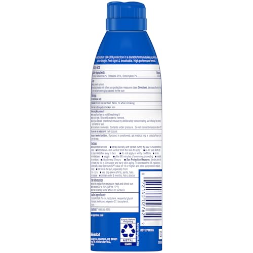 Coppertone Sport Sunscreen Spray, Broad Spectrum SPF 15 Water Resistant Spray Sunscreen, 5.5 Oz, Pack of 3