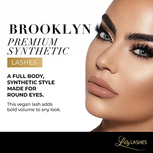 Lilly Lashes Brooklyn Lash, Premium Synthetic, Full Bodied, Round, 15mm, Black, False Lashes