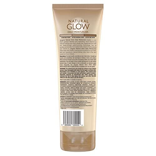 Jergens Natural Glow Daily Moisturizer, Medium to Deep Skin Tone, Self Tanner Body Lotion, 7.5 oz