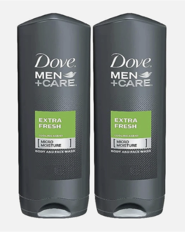 Dove for Men Plus Care Extra Fresh Body and Face Wash 250 ml / 8.45 Fl Oz (2 PACK)