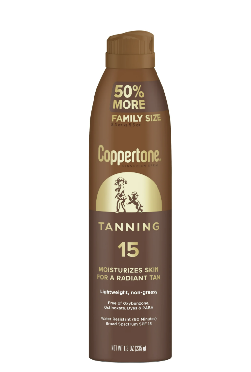 Coppertone Tanning Defend & Glow Sunscreen Spray SPF 15, 8.3 oz