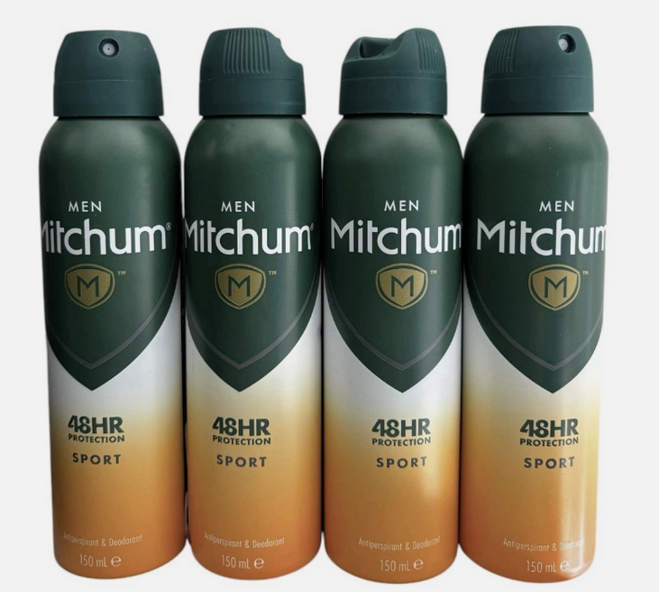 Mitchum Men 48HR SPORT Antiperspirant & Deodorant Spray 150 ml (4 Pack)
