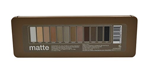 BYS 12 Shade Matte Eyeshadow Palette Tin Collection with Mirror, Double Ended Applicator and Blender, Nude and Smoke