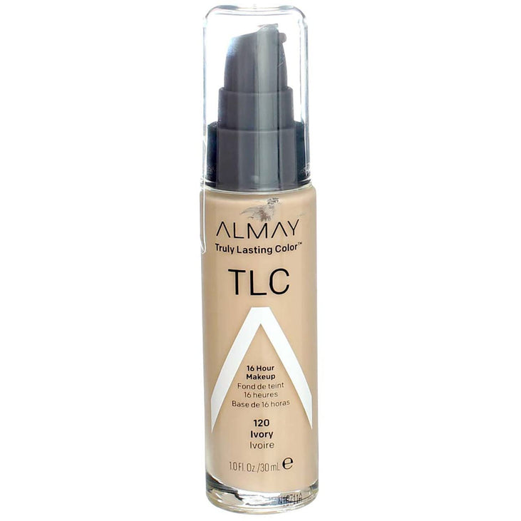 Almay Truly Lasting Color Liquid Makeup, Hypoallergenic, Cruelty Free, Oil Free, Fragrance Free, Dermatologist Tested, Long Wearing Foundation, 1oz, 120 Ivory