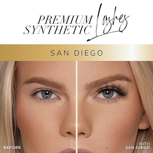 Lilly Lashes Premium Synthetic Lashes San Diego, Fake Eyelashes Natural Look, Flare Wispy Lash, False Lashes, Vegan Strip Lash, Reusable Up to 10 Wears, 15mm