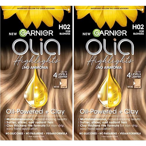 Garnier Hair Color Olia Ammonia-Free Permanent Hair Dye, H02 Highlights for Blondes, 2 Count (Packaging May Vary)