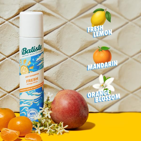 Batiste Instant Hair Refresh Dry Shampoo, BREEZY CITRUS, Fresh - 200ml/120g (Pack of 2)