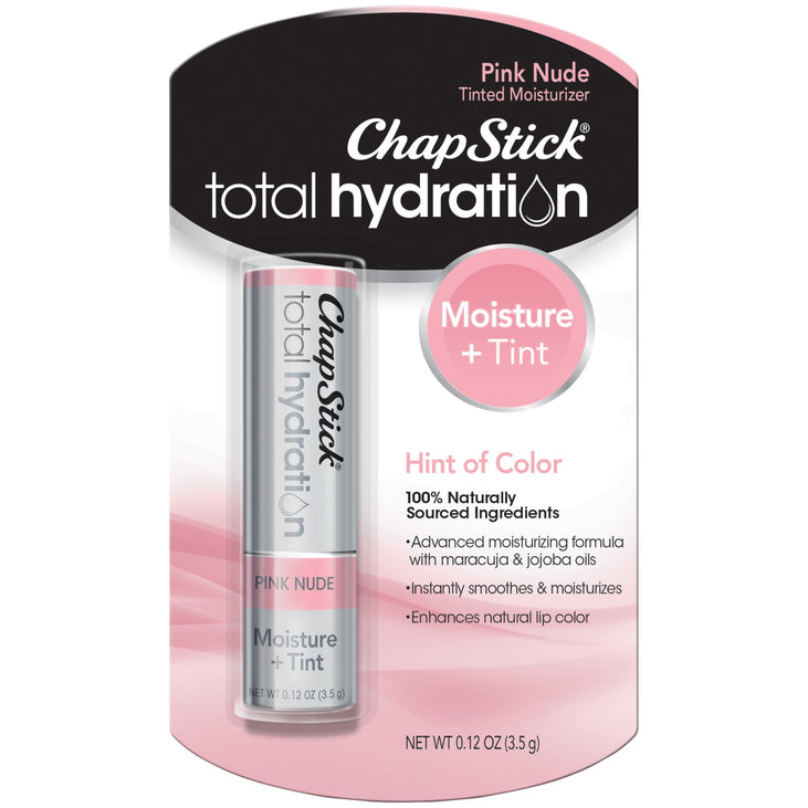 ChapStick Total Hydration Moisture + Tint Pink Nude Tinted Lip Balm Tube, 0.12 Oz