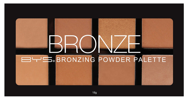 BYS Bronzing Powder Palette - 8 Color Shades - Bronze, Contour, Sculpt, Highlight Makeup Set, Matte & Shimmer Finish