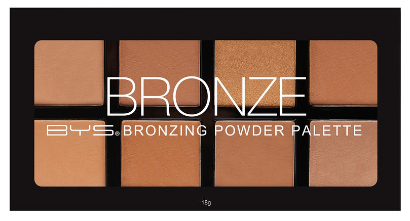 BYS Bronzing Powder Palette - 8 Color Shades - Bronze, Contour, Sculpt, Highlight Makeup Set, Matte & Shimmer Finish