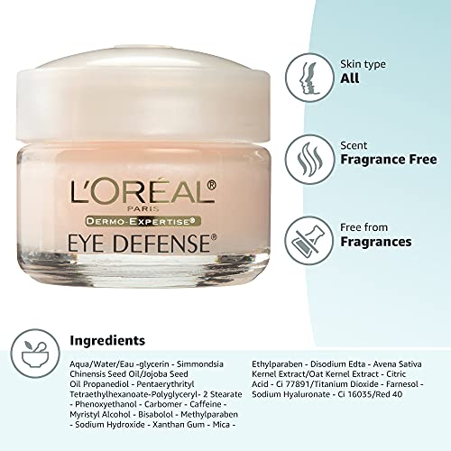 L'Oreal Paris Dermo-Expertise Eye Defense Under Eye Cream, Anti-Aging, 0.5 oz