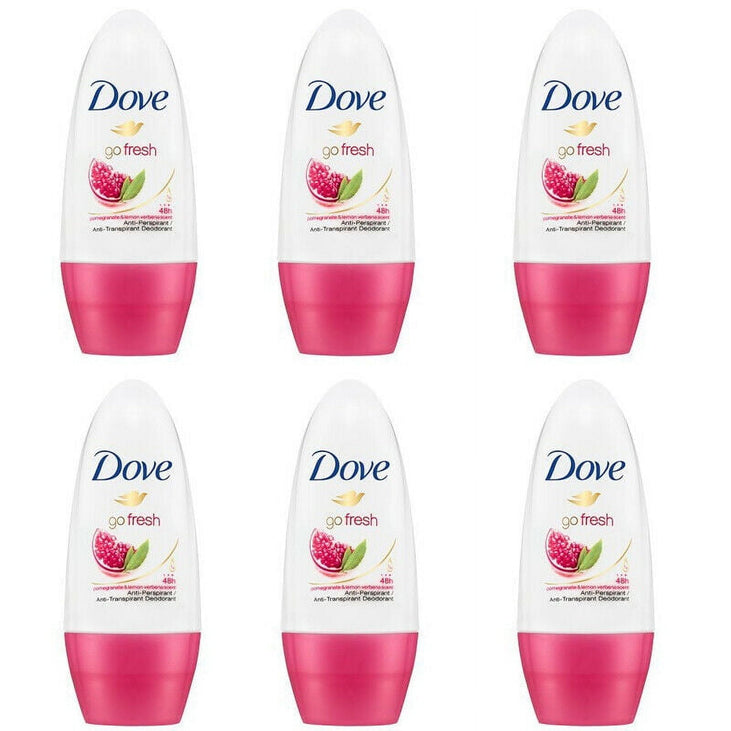 6 Pack Dove Go Fresh Pomegranate Roll On 48 HR Anti perspirant Deodorant 50ML
