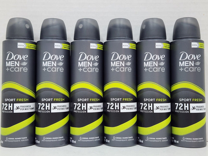 6 Pack Dove Men+Care Sport Dry Spray Antiperspirant Deodorant Active+Fresh 150 ml