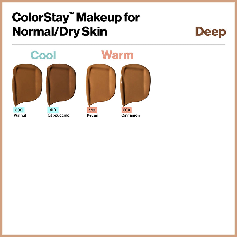 Revlon ColorStay Liquid Foundation Makeup, Normal/Dry Skin, SPF 20, Walnut, 1 fl oz.
