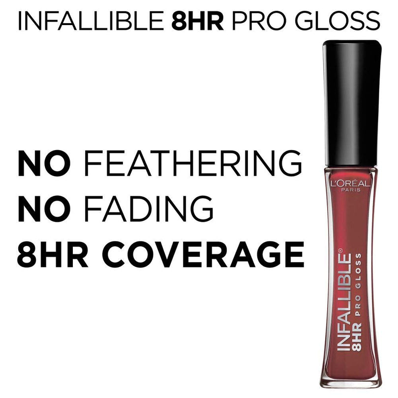 Loreal Paris Makeup Infallible 8 Hour Hydrating Lip Gloss, 715 Raisin, 0.21 Fl Oz