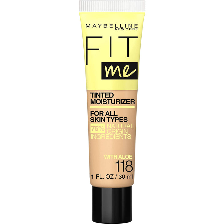 Maybelline Fit Me Tinted Moisturizer, Natural Coverage, Face Makeup, 118, 1 Count