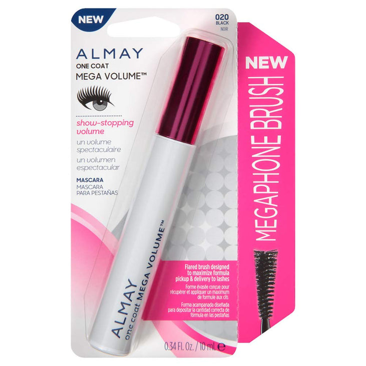 Almay Mega Volume Mascara, Ophthalmologist Tested, Fragrance Free, Hypoallergenic, 0.34 oz, 020 Black