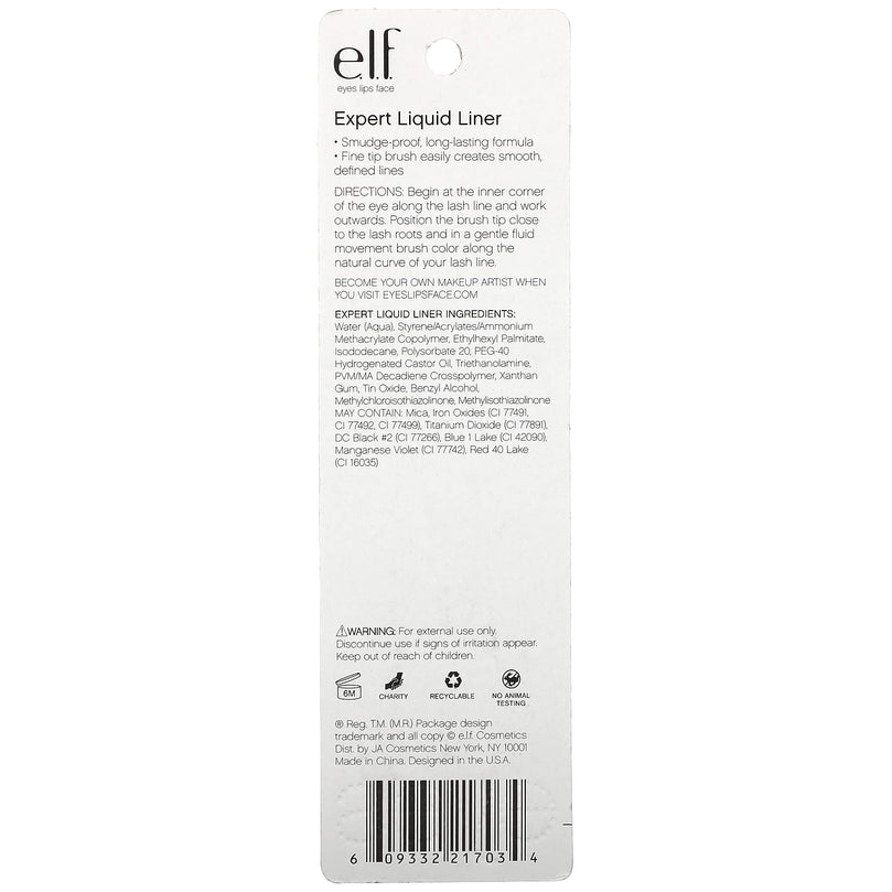 e.l.f. Liquid Eyeliner, High-pigment Liquid Eyeliner With Extra-Fine Brush Tip, Easy Glide Smudge-proof Formula, Midnight