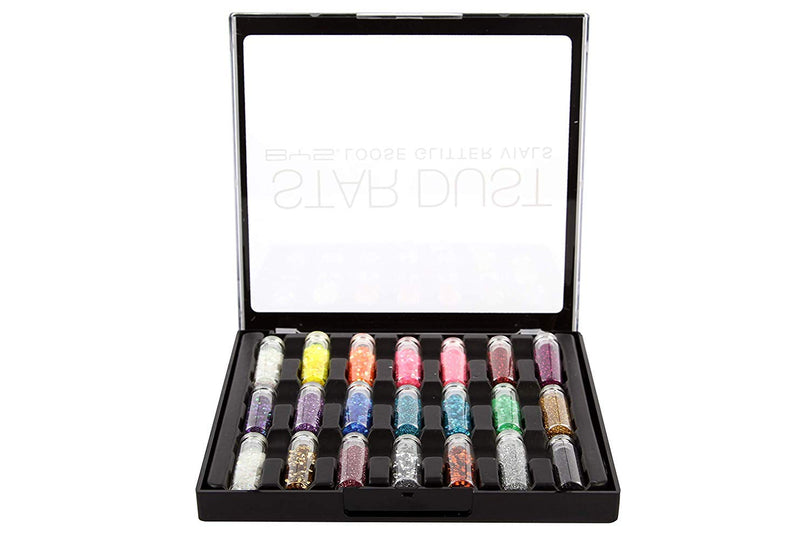 BYS Star Dust Glitter Vials - 21-Piece Loose Glitters Collection - Halloween, Art, Body Decoration, Beauty, Makeup Use