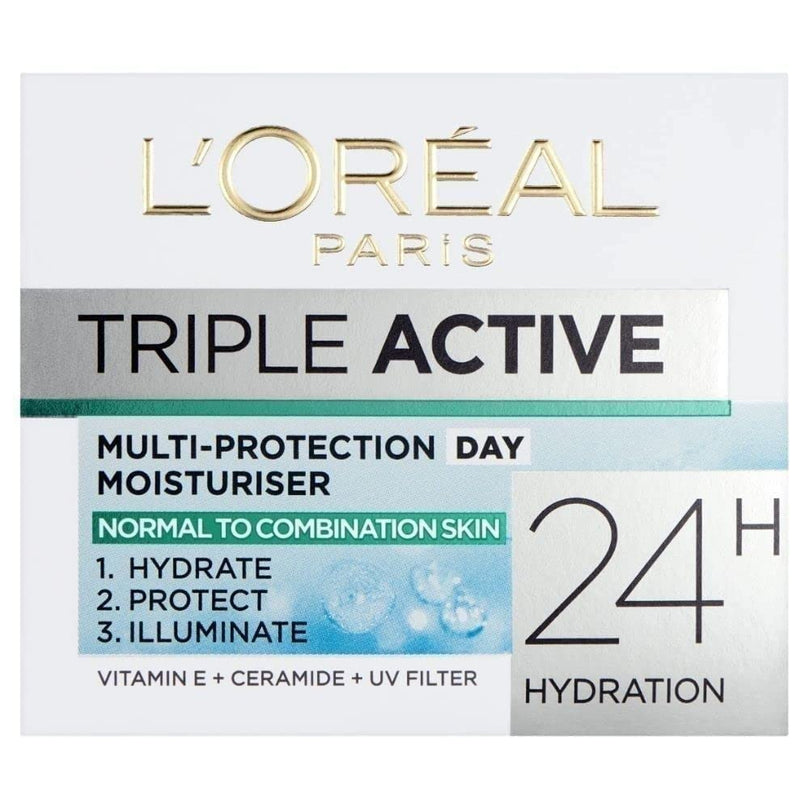 L'Oréal Paris Dermo-Expertise Triple Active Day Multi-Protection Moisturiser - Normal & Combination Skin (50ml)