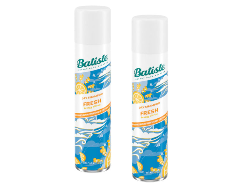 Batiste Instant Hair Refresh Dry Shampoo, BREEZY CITRUS, Fresh - 200ml/120g (Pack of 2)