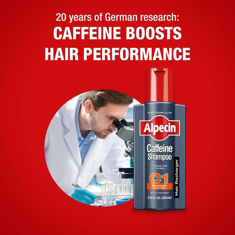 Alpecin C1 Caffeine Shampoo, 8.45 fl oz, Cleanses the Scalp to Promote Natural Hair Growth, Leaves Hair Feeling Thicker and Stronger