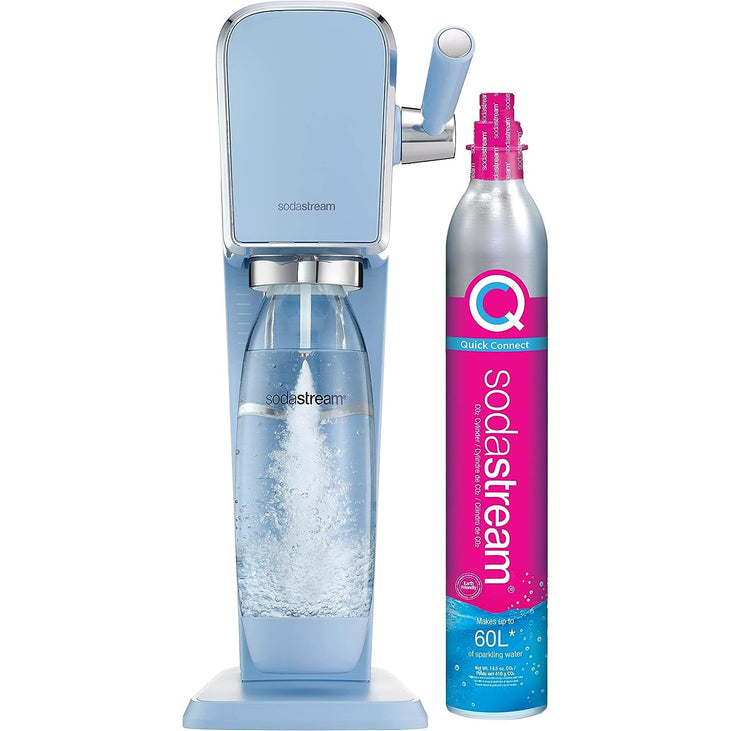 SodaStream Art Sparkling Water Maker (Misty Blue) with CO2 and Dishwasher Safe Bottle