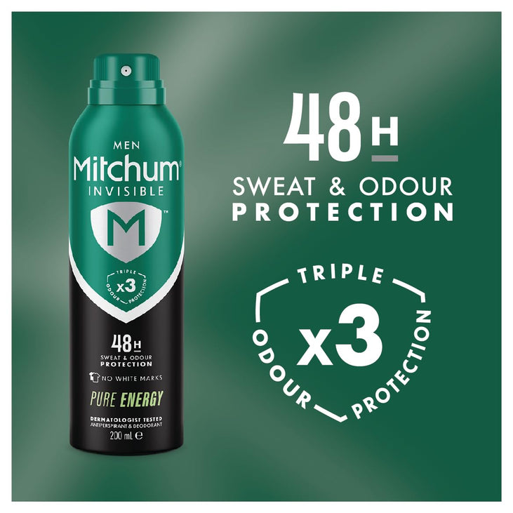 Mitchum Invisible Men 48HR Protection Pure Energy Anti-Perspirant & Deodorant 200 ml