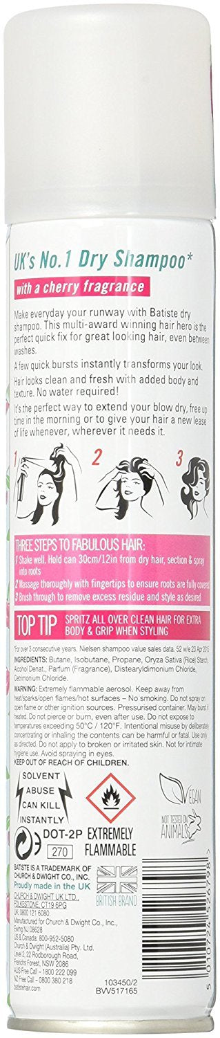 Batiste Dry Shampoo, Cherry 6.73 oz (Pack of 4)