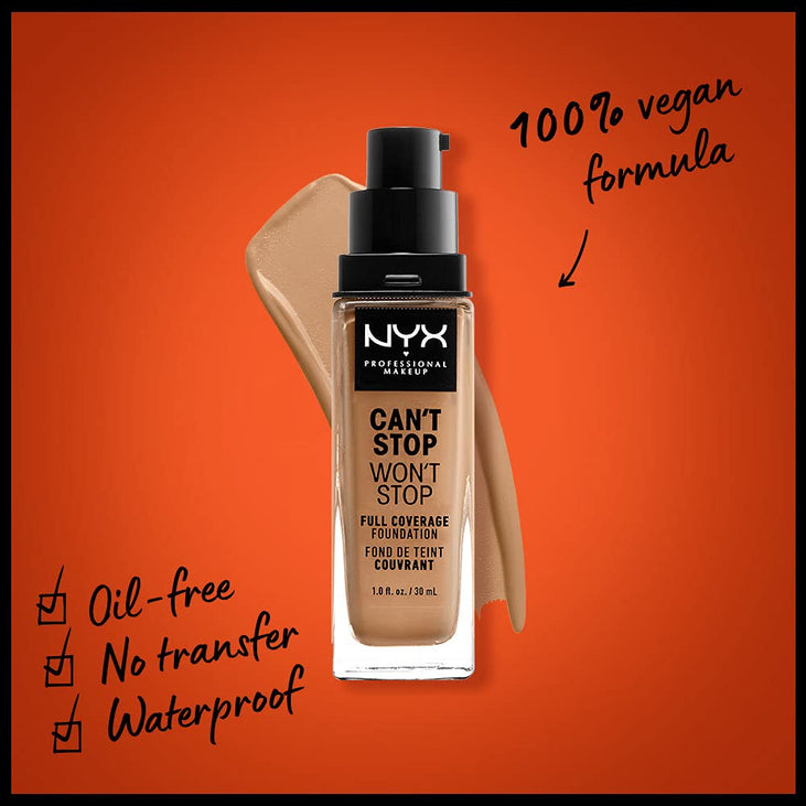 NYX PROFESSIONAL MAKEUP Can't Stop Won't Stop Foundation, 24h Full Coverage Matte Finish - Camel